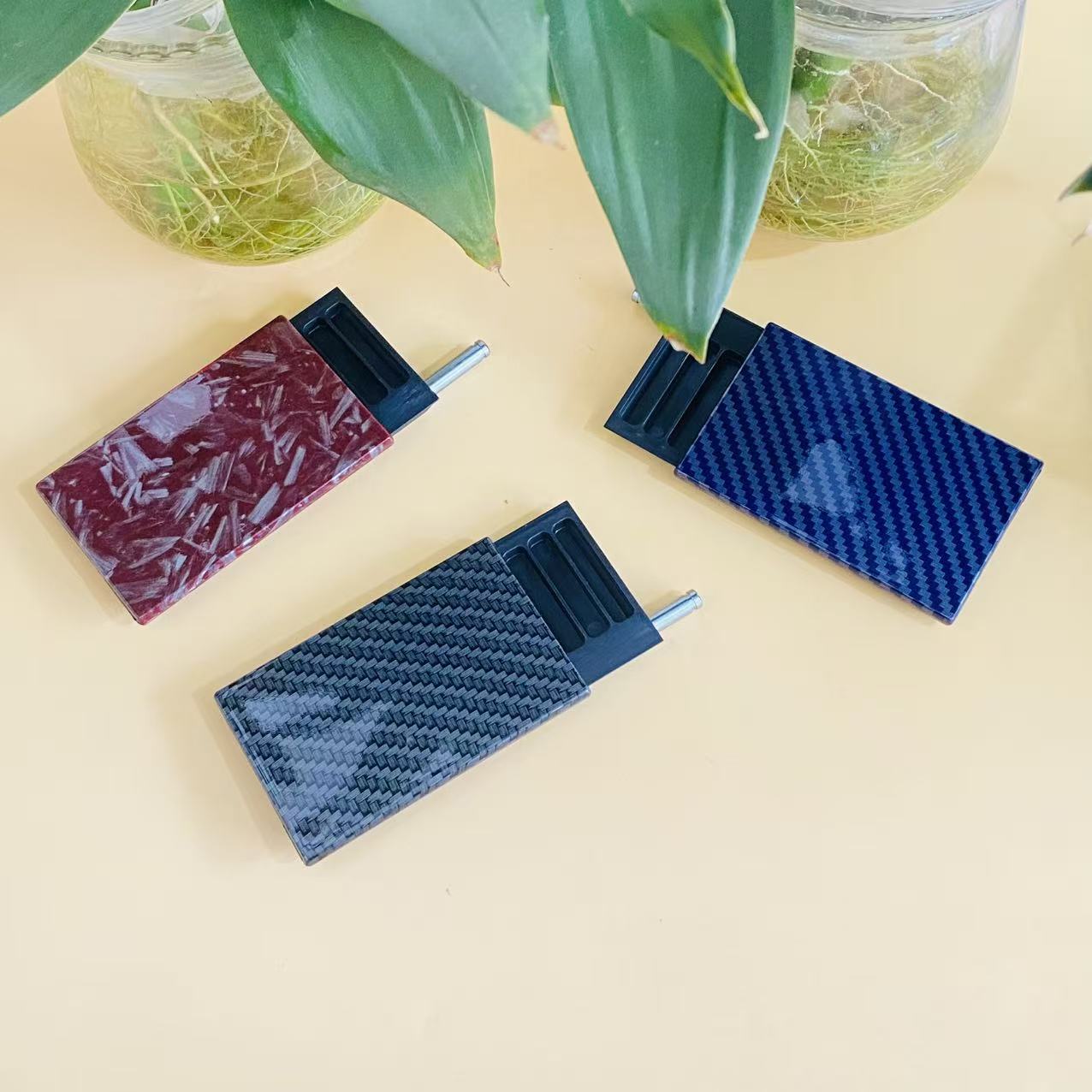 Slide-Case Storage Cool Carbon‑Fiber Pattern Sliding Mini Box