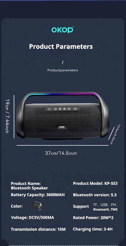 Portable Outdoor Bluetooth Speaker KP-553 Wireless Bluetooth Speaker