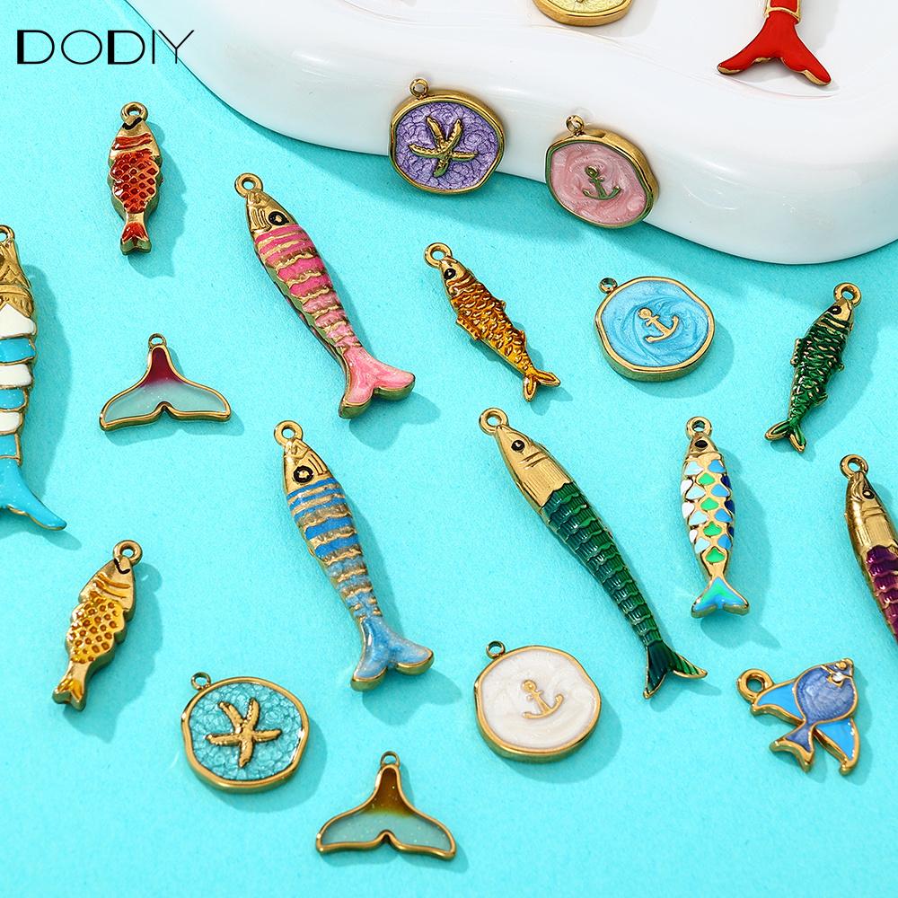 Charms DODY Nautical Ocean Enamel Charms | 316L Stainless Steel 18K PVD Gold DIY Jewelry Charms
