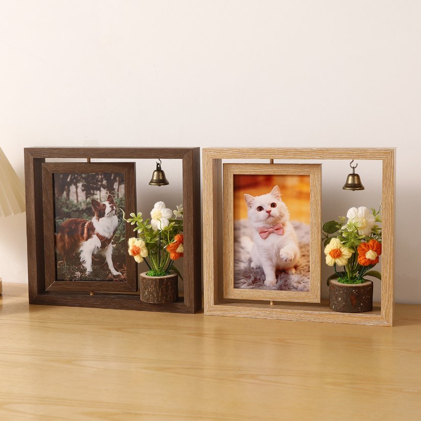 MDF Picture Frames Double-sided rotating pet photo frame