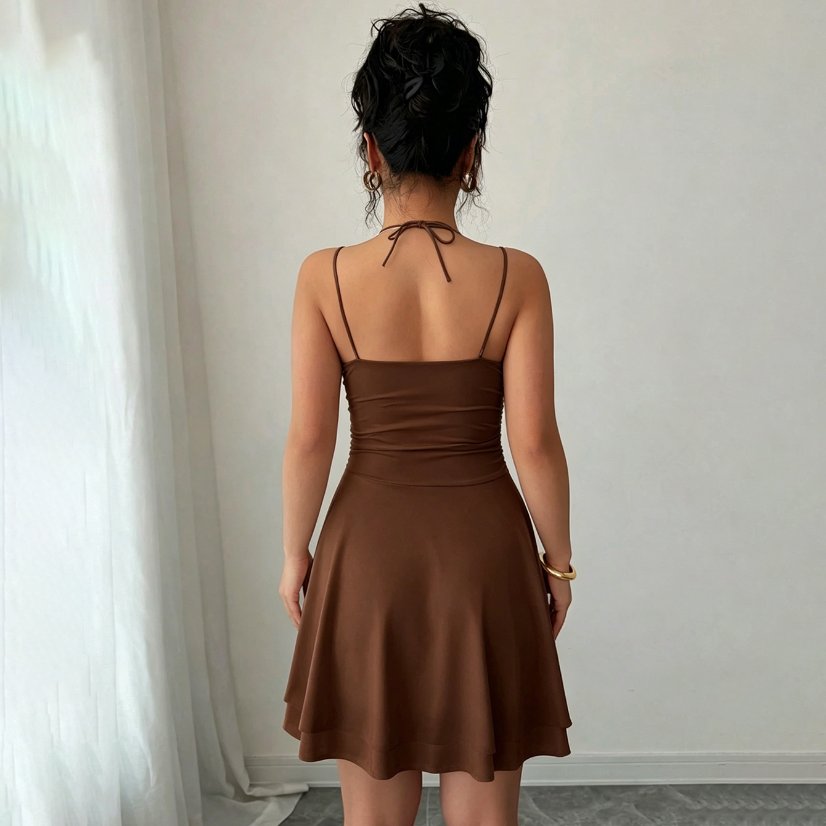 Dresses 6658 Ruched Cowl-Neck Camisole Dress