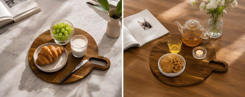 Flat Tray Modern Round Serving Tray | Custom Sizes Available