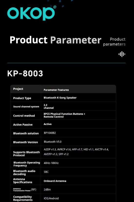 Karaoke Speaker System KP-8003 Wireless Microphone Bluetooth Speaker