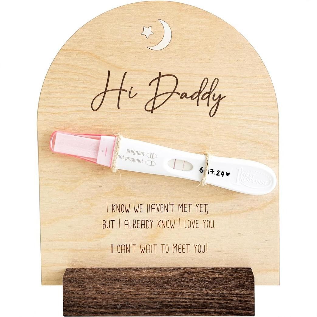 Infant Baptism Creative Wooden Pregnancy Test Commemorative Ornament Photo Frame
