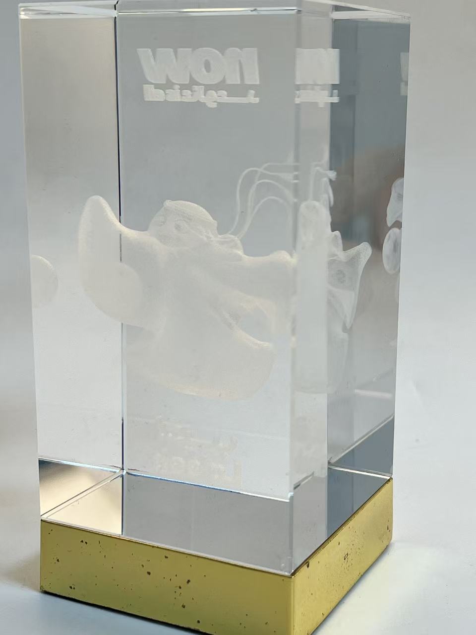 Crystal laser engraving Crystal Cube World Cup with Internal Engraving