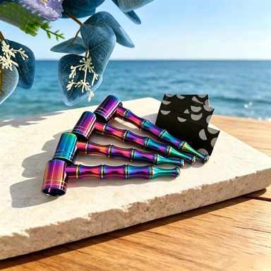 Novelty Storage Tubes Rainbow Electroplated Bamboo‑Joint Metal Figurine
