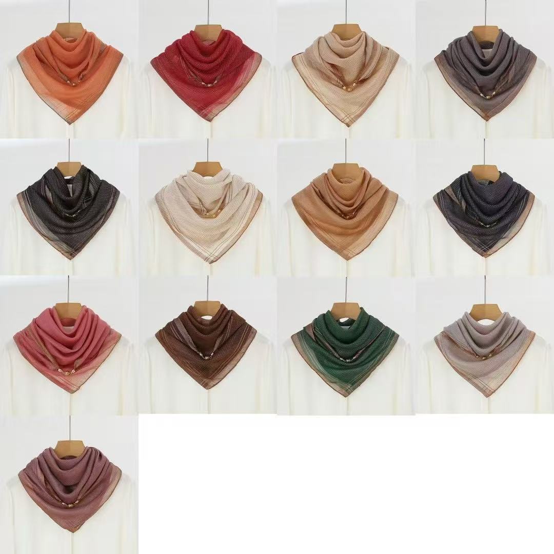 Small Square Scarves 70 x 70cm Metallic Yarn Small Plaid Square Scarf