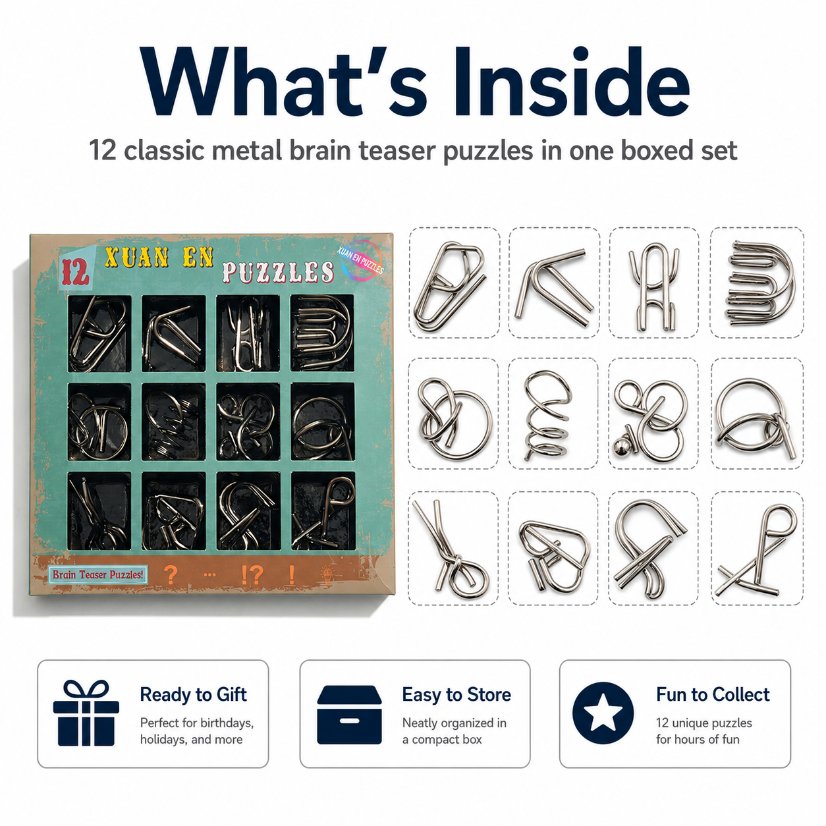 Puzzle Lock Metal Unlock Puzzle 12-in-1 Set