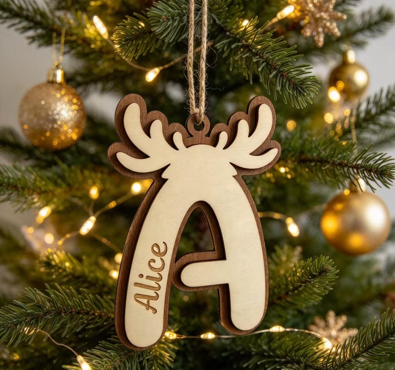 Holidays, gifts Christmas Wooden Reindeer 26 Letters Pendant