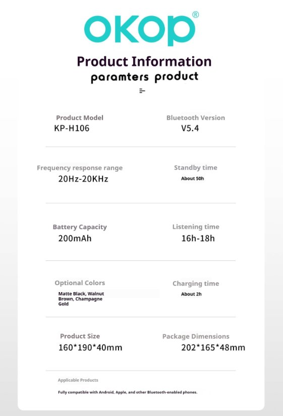 Over-Ear Headphones KP-H106 Wireless Bluetooth Headphones