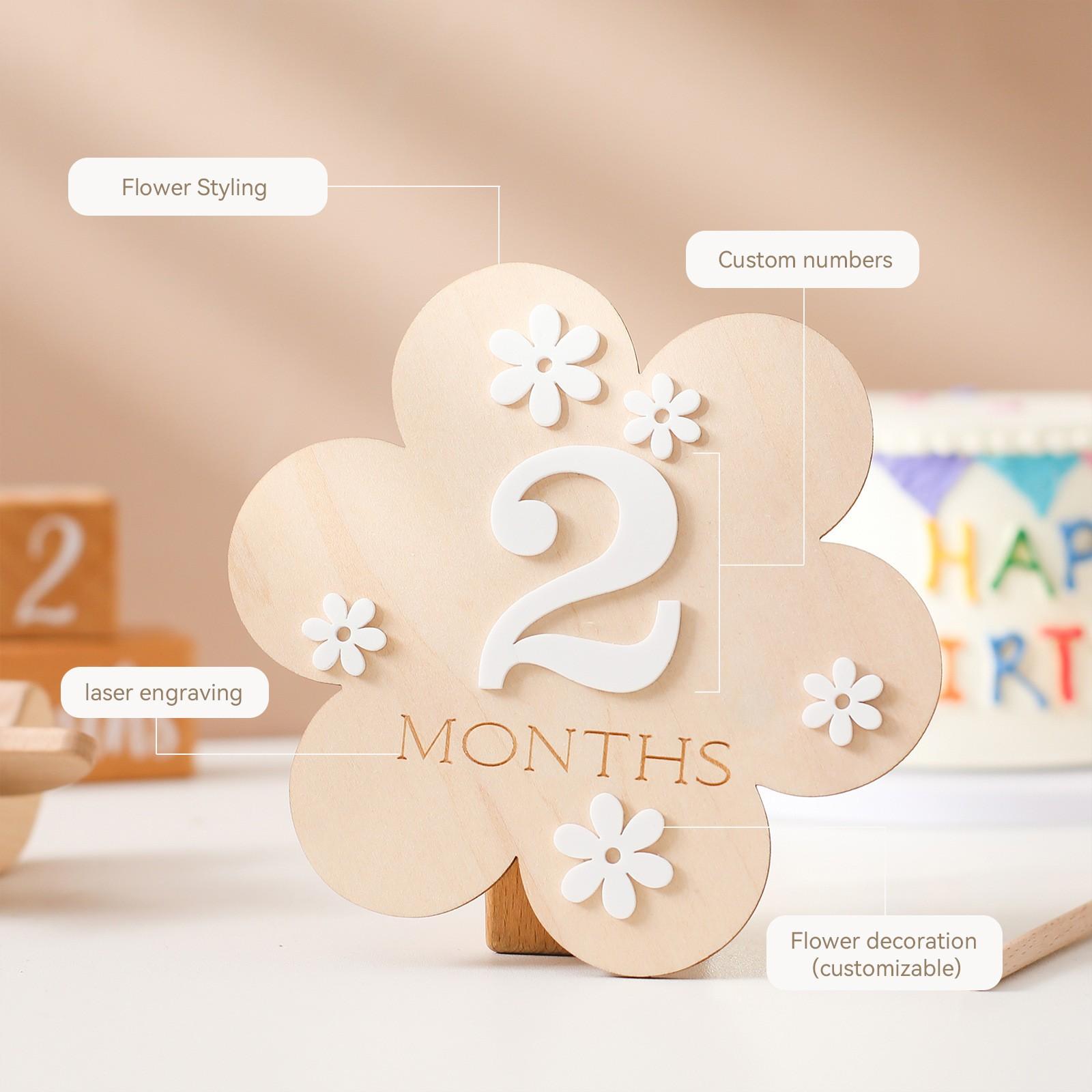Infant Baptism Newborn Baby Photo Commemorative Flower 1-12 Month Birthday Photo