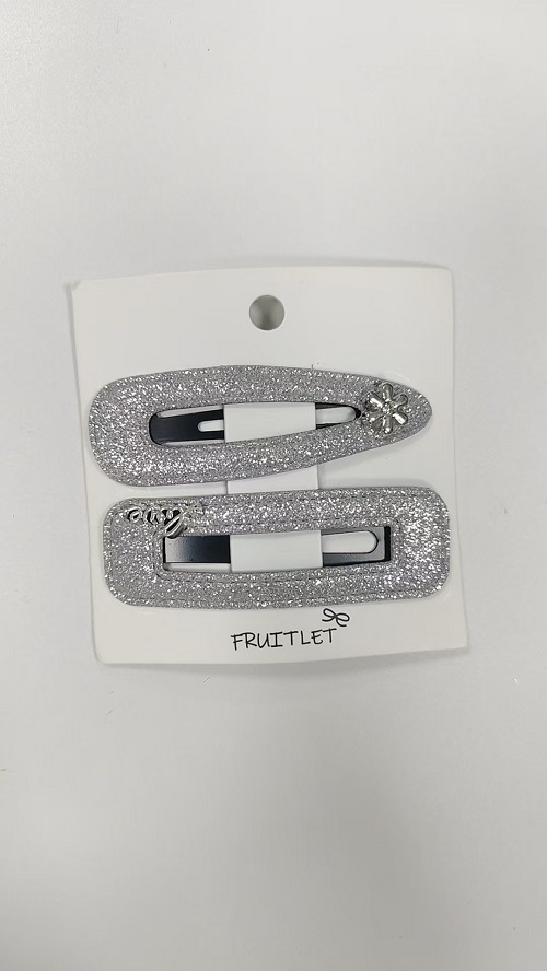 Fabric Hair Accessories Campus Chaos Collection - Silver Fabric Hair Clip 35