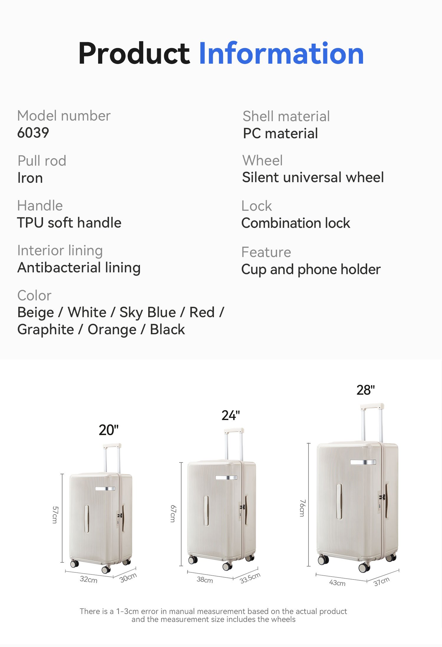 3 Piece Luggage Sets 6039