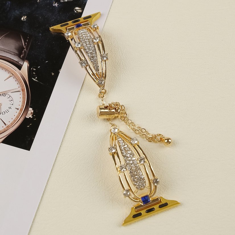 Alloy watch band  Hollow Teardrop Rhinestone Metal Strap for Apple Watch All Series