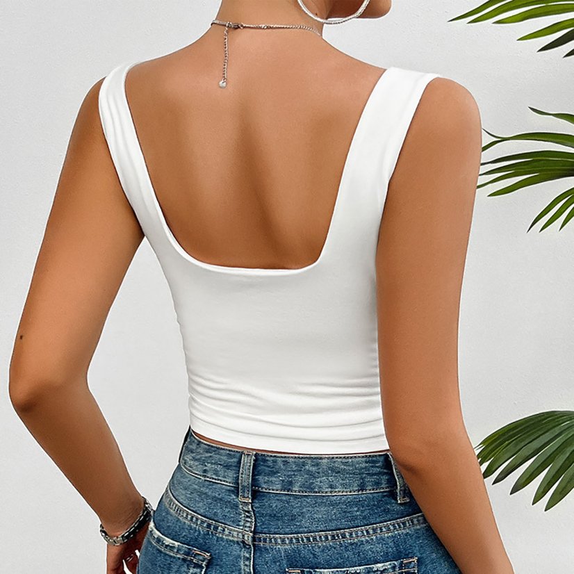 Tops 6303 Ruched Square-Neck Cropped Camisole