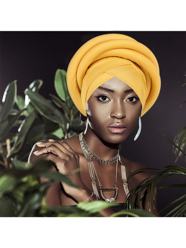 Gele African Gele Headwrap for Women | Dramatic Solid Color Woven Design for Party Wedding Evening Wear