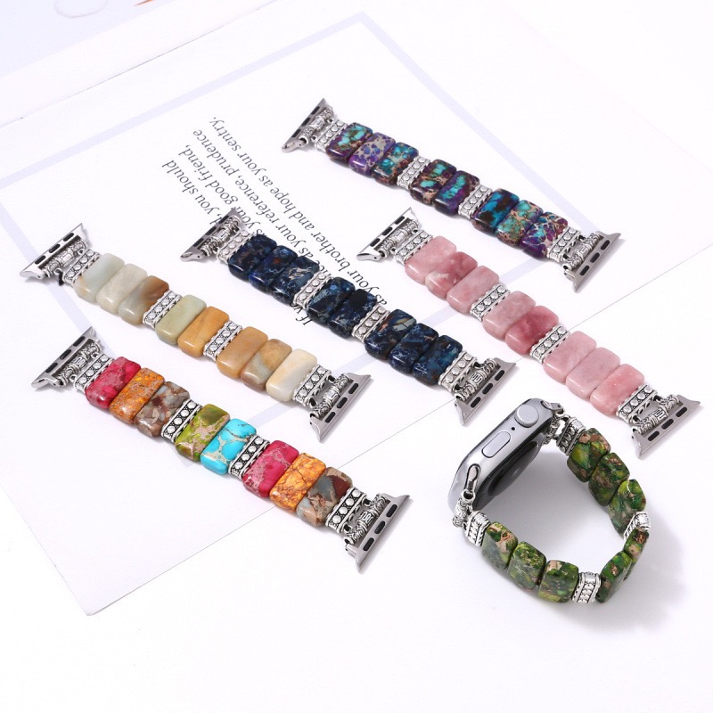 Watch strap Turquoise Beaded Elastic Strap for Apple Watch Series 9/8/7/6/5/4/SE
