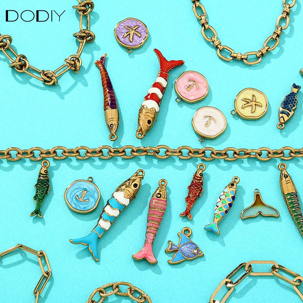 Charms DODY Nautical Ocean Enamel Charms | 316L Stainless Steel 18K PVD Gold DIY Jewelry Charms