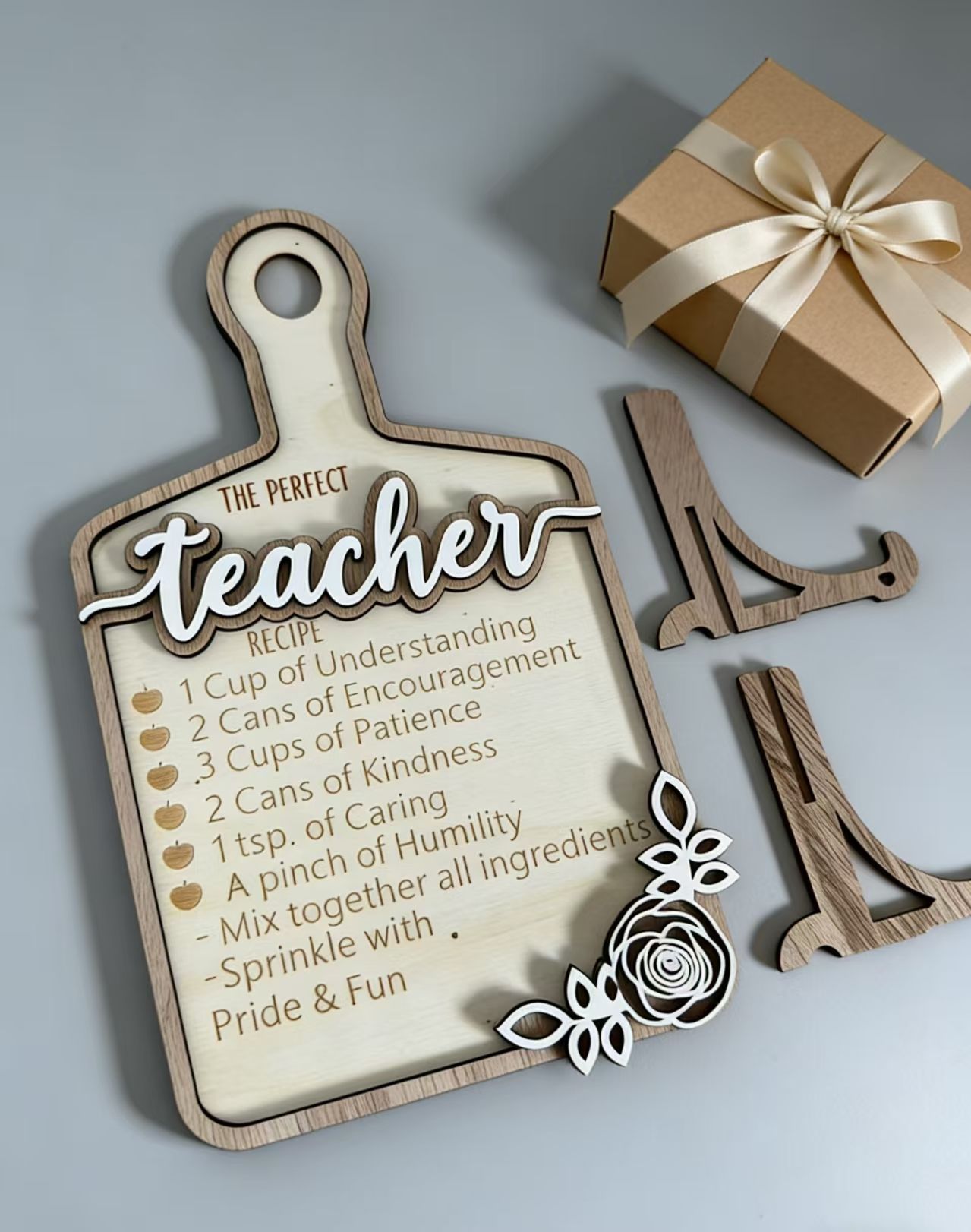 Holidays, gifts Wooden Teacher Ornament Desktop Craft