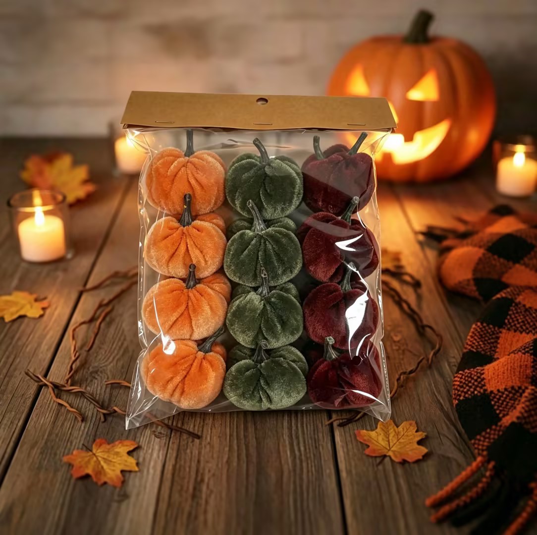 Fabric pumpkin ornament Velvet Mini Pumpkin Ornament