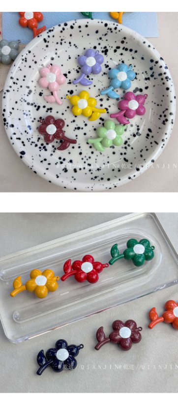 Solid Color Acrylic Beads flower-stem beads