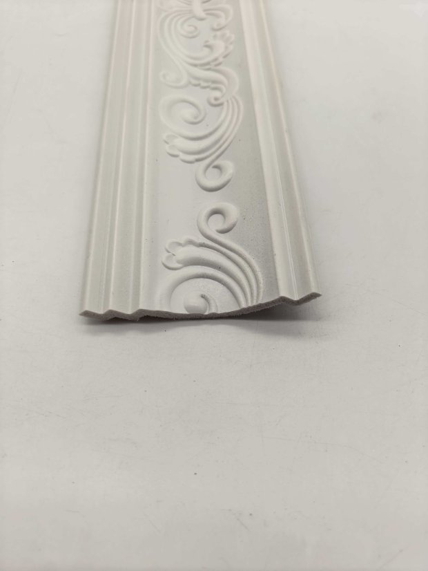 cornice PS European Scroll Embossed Crown Molding, Raw White Blank Ceiling Cornice Line
