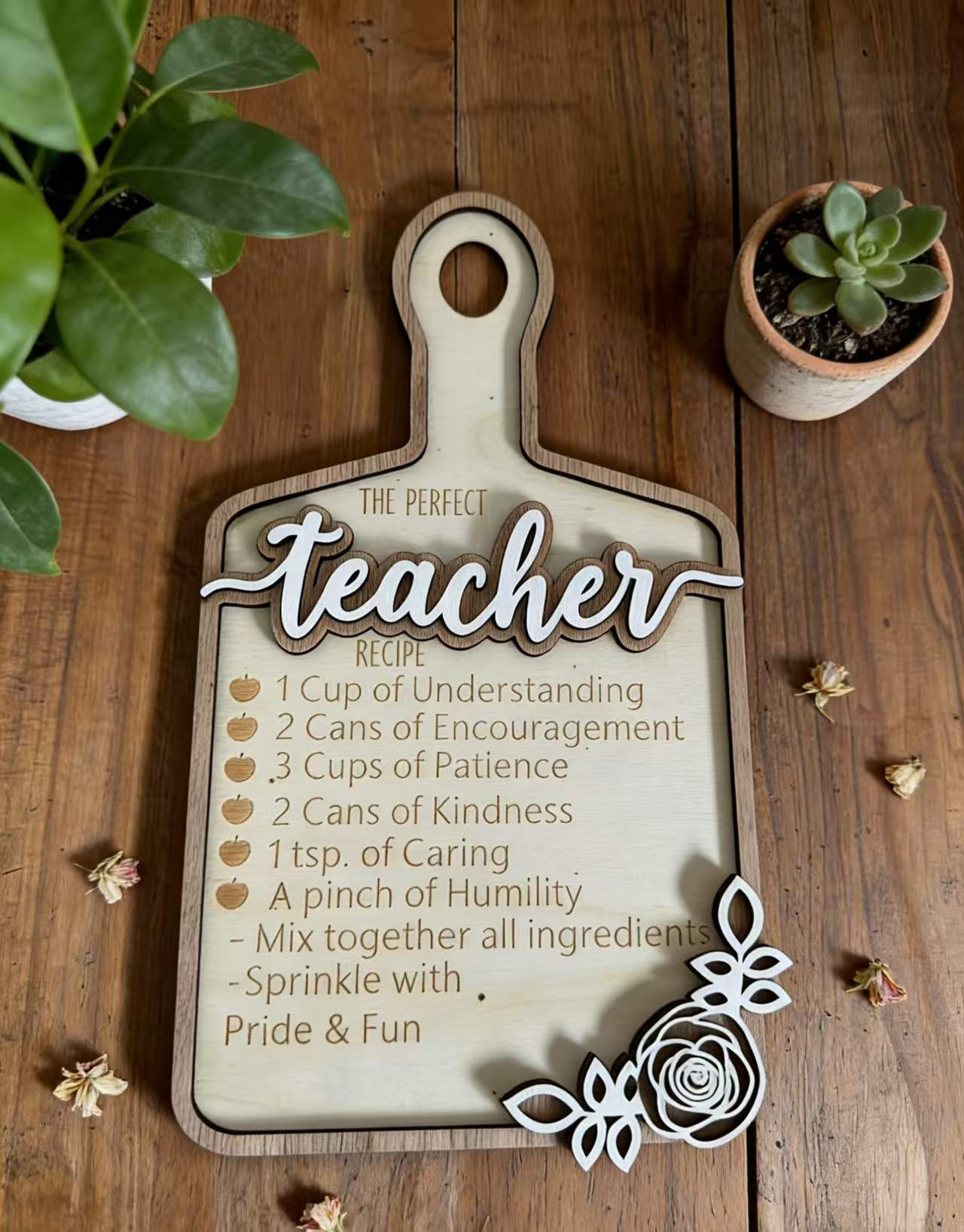 Holidays, gifts Wooden Teacher Ornament Desktop Craft