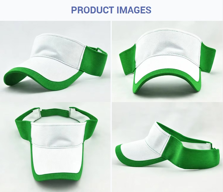 Visor Caps White Front Green Brim Adjustable Sports Sun Visor Hat Breathable Outdoor Cap