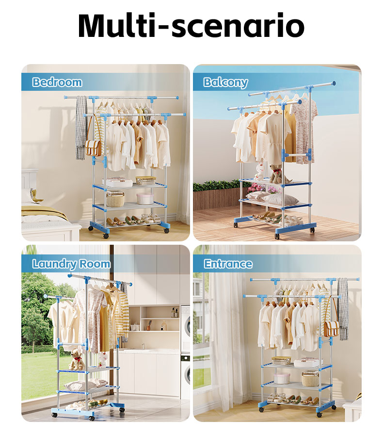 Double Rod Double Rod Multifunctional Clothes Rack
