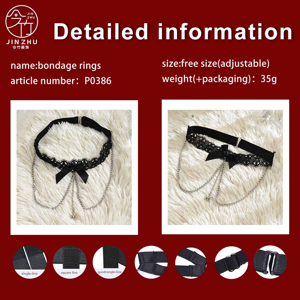 环饰 Dark Lace Thigh Chain – Bow & Spider Pendant Chain Body Jewelry