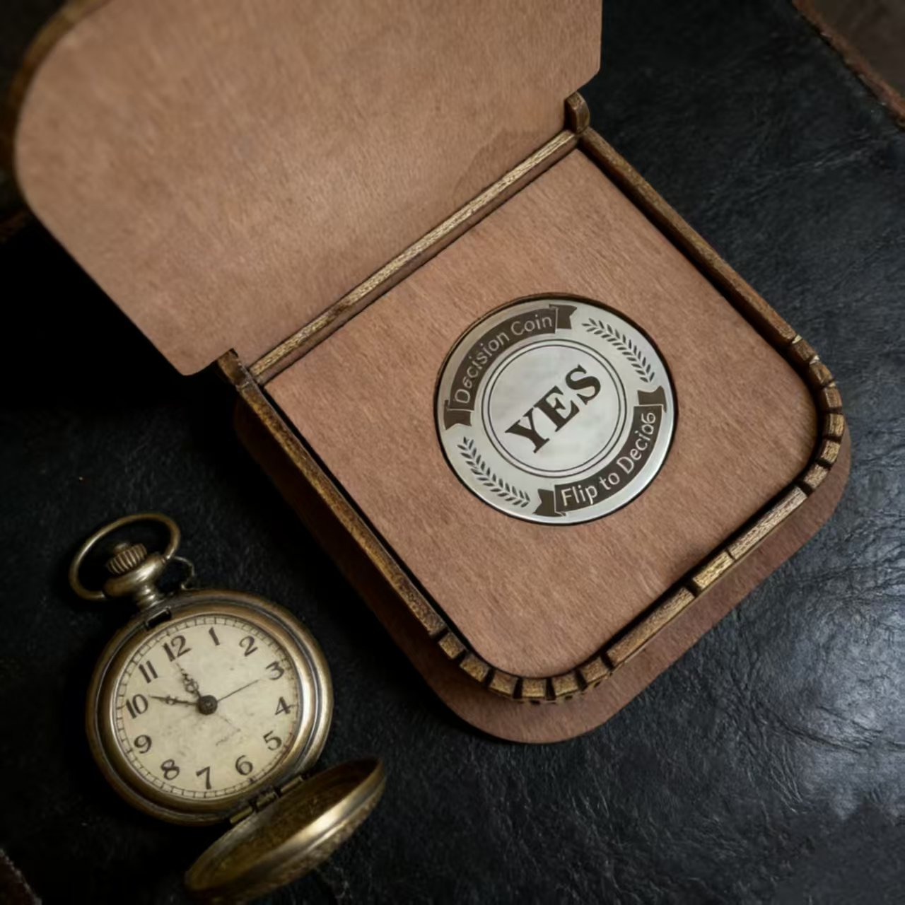 Holidays, gifts Creative Gift Decision Tool with Decision Coin
