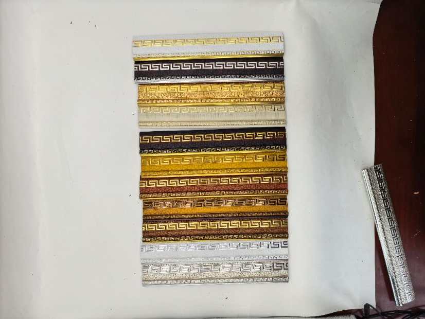 decor line PS European Greek Key Gold Embossed Molding Trim, Luxury Wall Border Line
