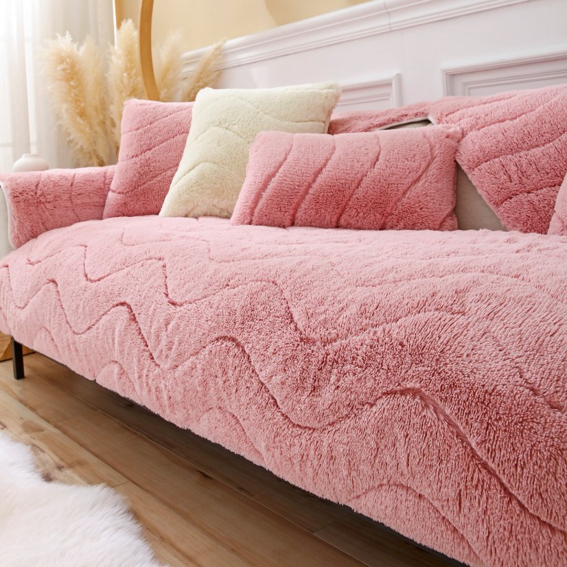 Plush sofa cushion Wavy Long Plush Sofa Cushion