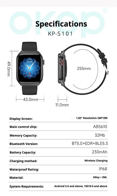 Smartwatch KP-S101 Smart Sports Bluetooth Watch
