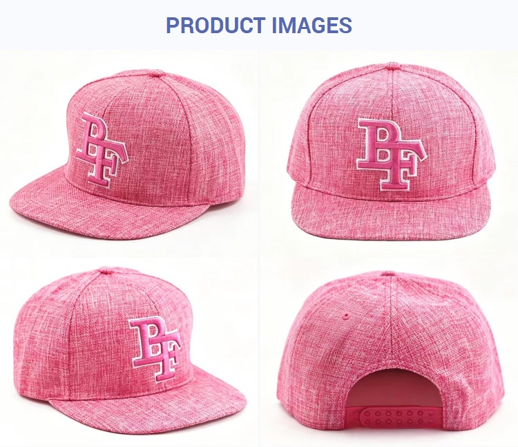 Flat Brim Caps Unisex Pink 3D White-Outline BF Embroidered Hip-Hop Adjustable Snapback Cap Casual Streetwear Outdoor Flat Brim Baseball Hat