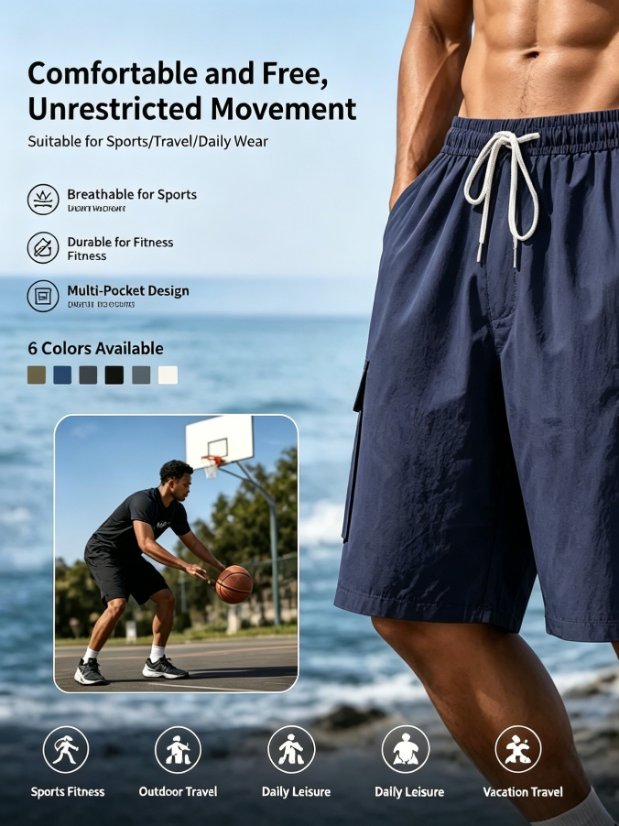 Pants XK01 Linen-Blend Cargo Shorts