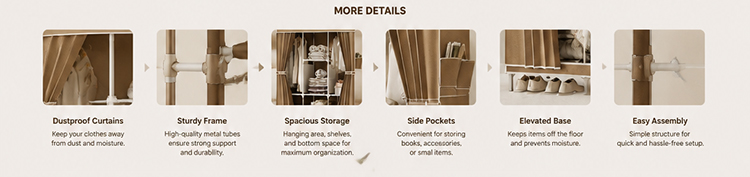 Dark Coffee Fabric Wardrobe Fabric Wardrobe – Dark Coffee Curtain Style