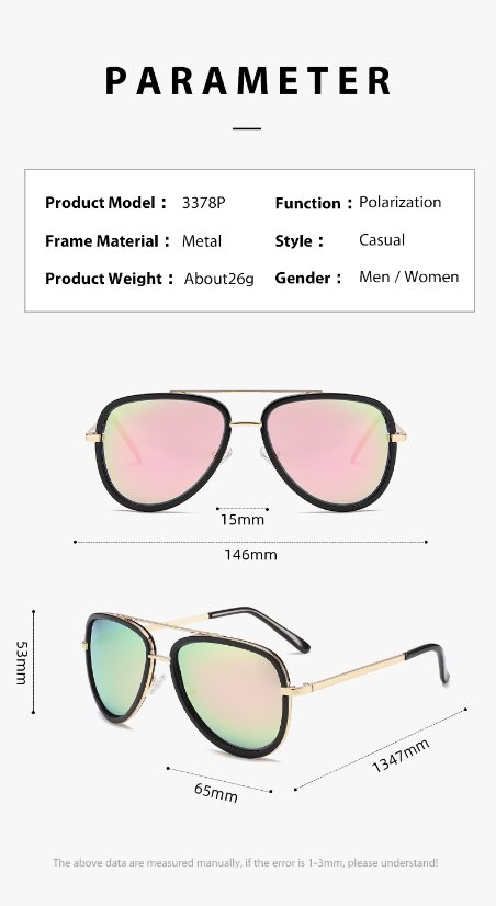 Casual Sunglasses 3378 Aviator Sunglasses