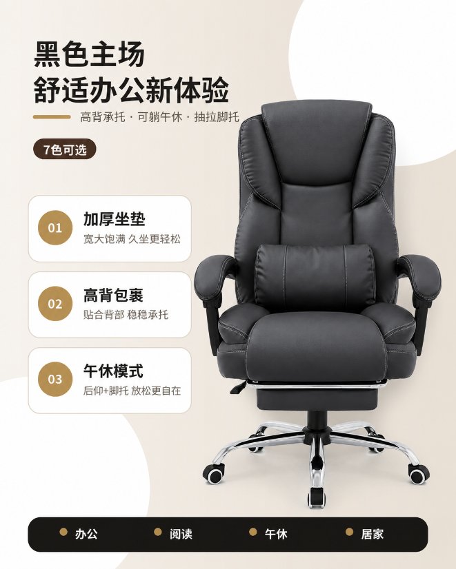 Office Chairs Adjustable Reclining Office Chair with Footrest