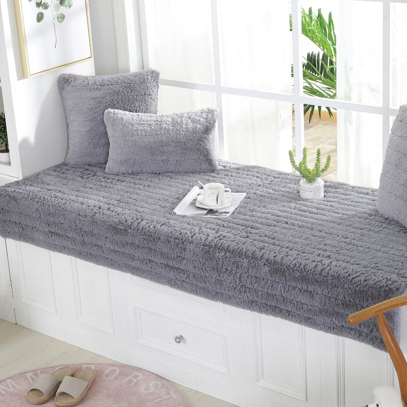 Bay window cushion Straight Stripe Long Plush Bay Window Cushion