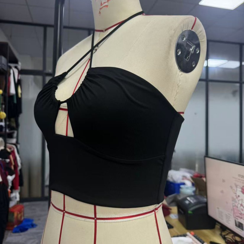 Tops 6605 Cutout Cross-Strap Halter Crop Top