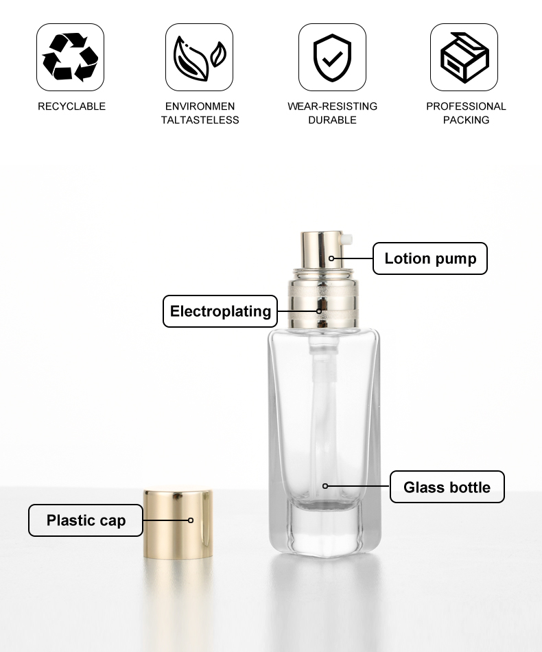 base de maquillaje líquida 30ml Premium Foundation Bottle with Electroplated Components – Classic Black Semi-Transparent Coating