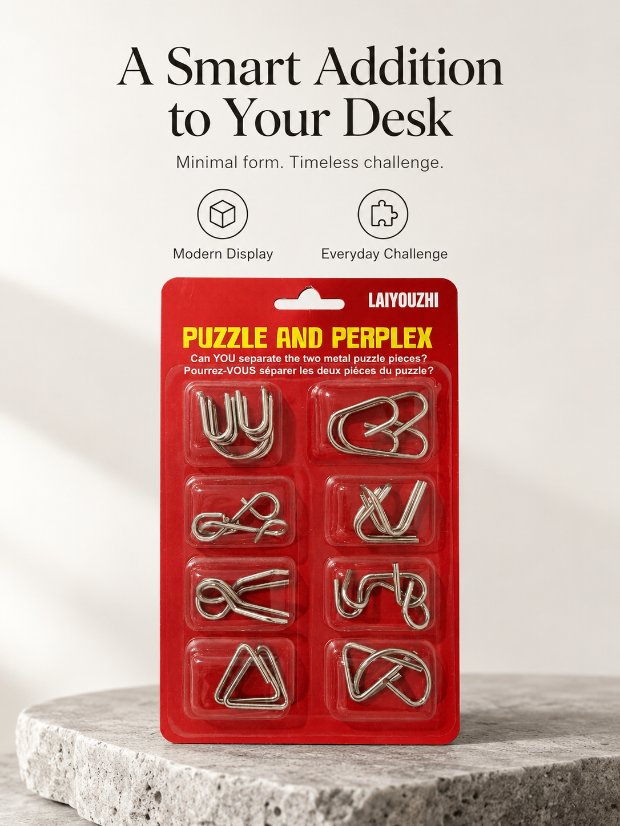 Puzzle Lock 8-piece Red Set of Intellectual Disentangling Puzzle Cards