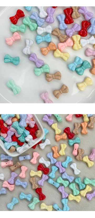 Solid Color Acrylic Beads Small bowknot beads