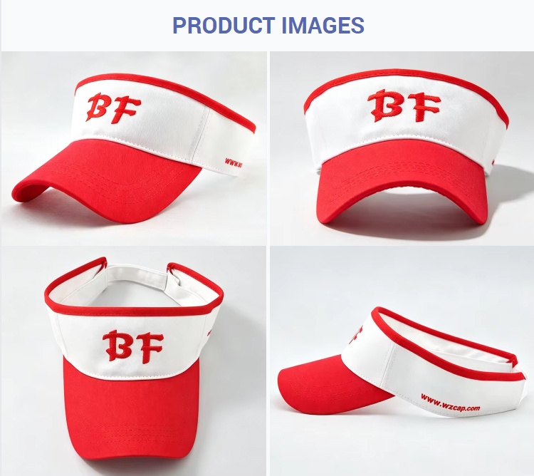 Visor Caps Red BF Embroidered Sun Protection Sports Sun Visor Hat Unisex Casual White Adjustable Golf Tennis Cap