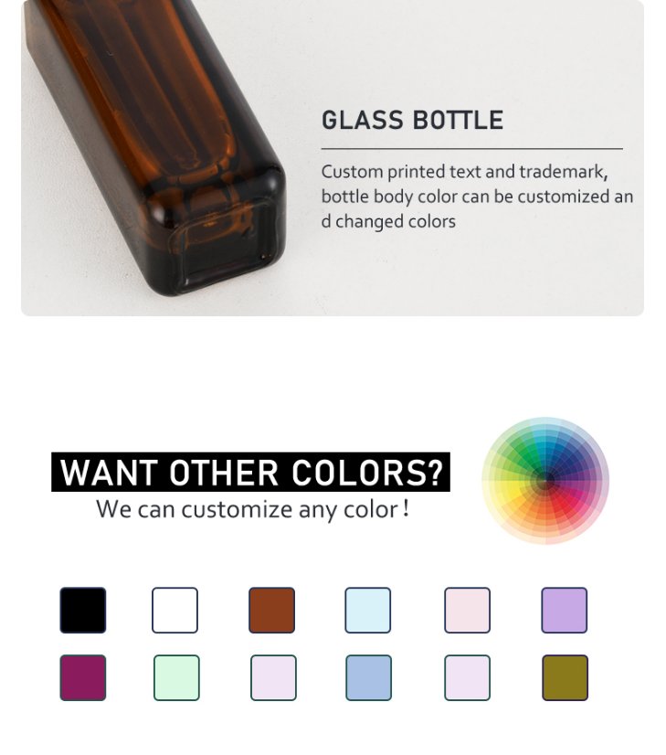 frasco cuentagotas 30ml Square Essential Oil Bottle for Serums