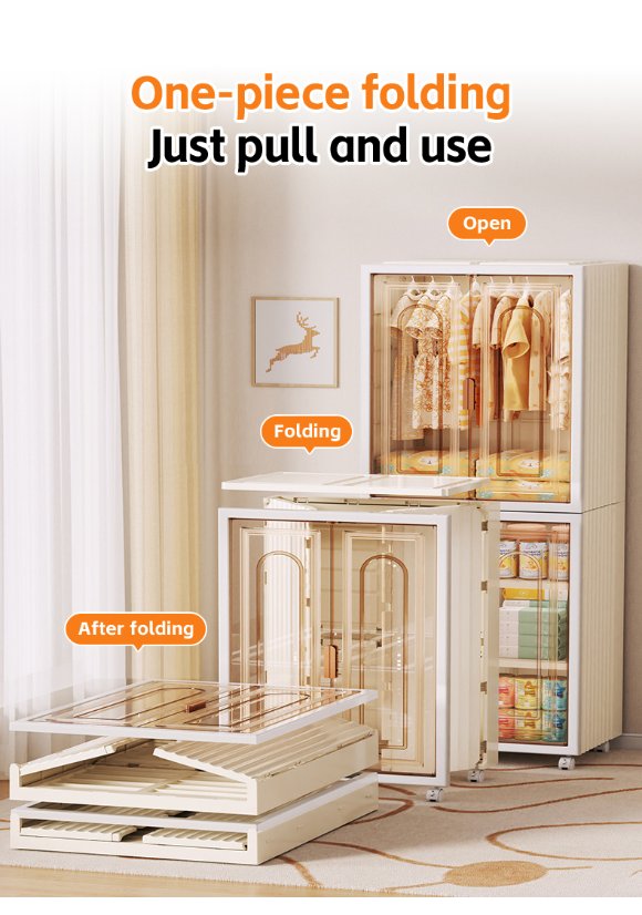Portable Wardrobe Transparent Plastic Wardrobe