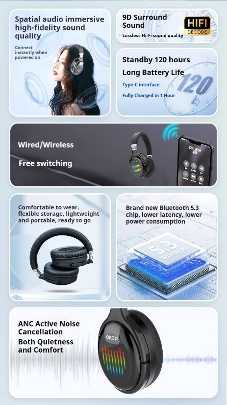 Over-Ear Headphones KP-H103 Wireless Bluetooth Speaker