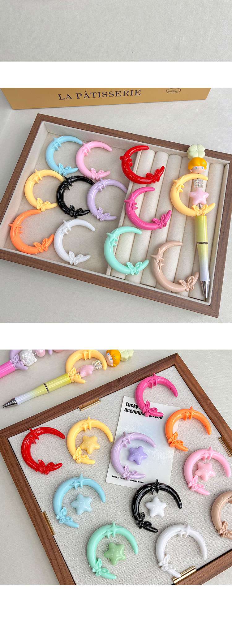 Solid Color Acrylic Beads Moon beads