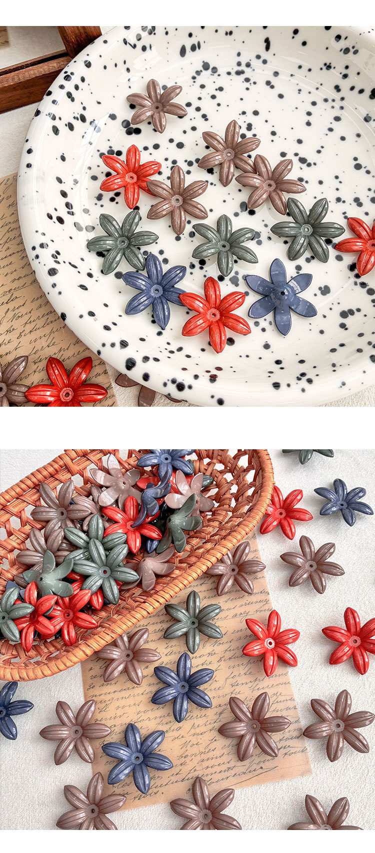 Flower & Leaf Shaped Charms Dark-colored autumn and winter daisy